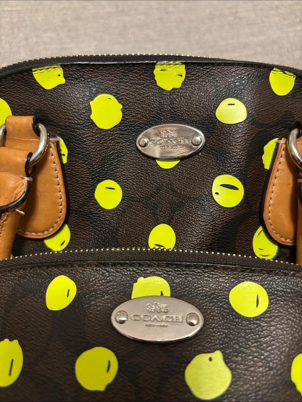 Coach Cora Domed Satchel & Neon Dot Cosmetic Case Pouch Set